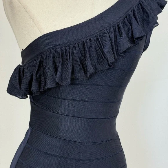 French Connection Navy Blue One-Shoulder Dress Size 2 - Picture 8 of 16